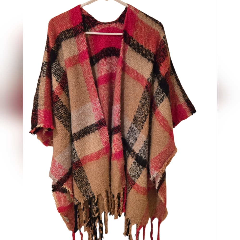 Multi Colored Poncho With Sleeve Slots